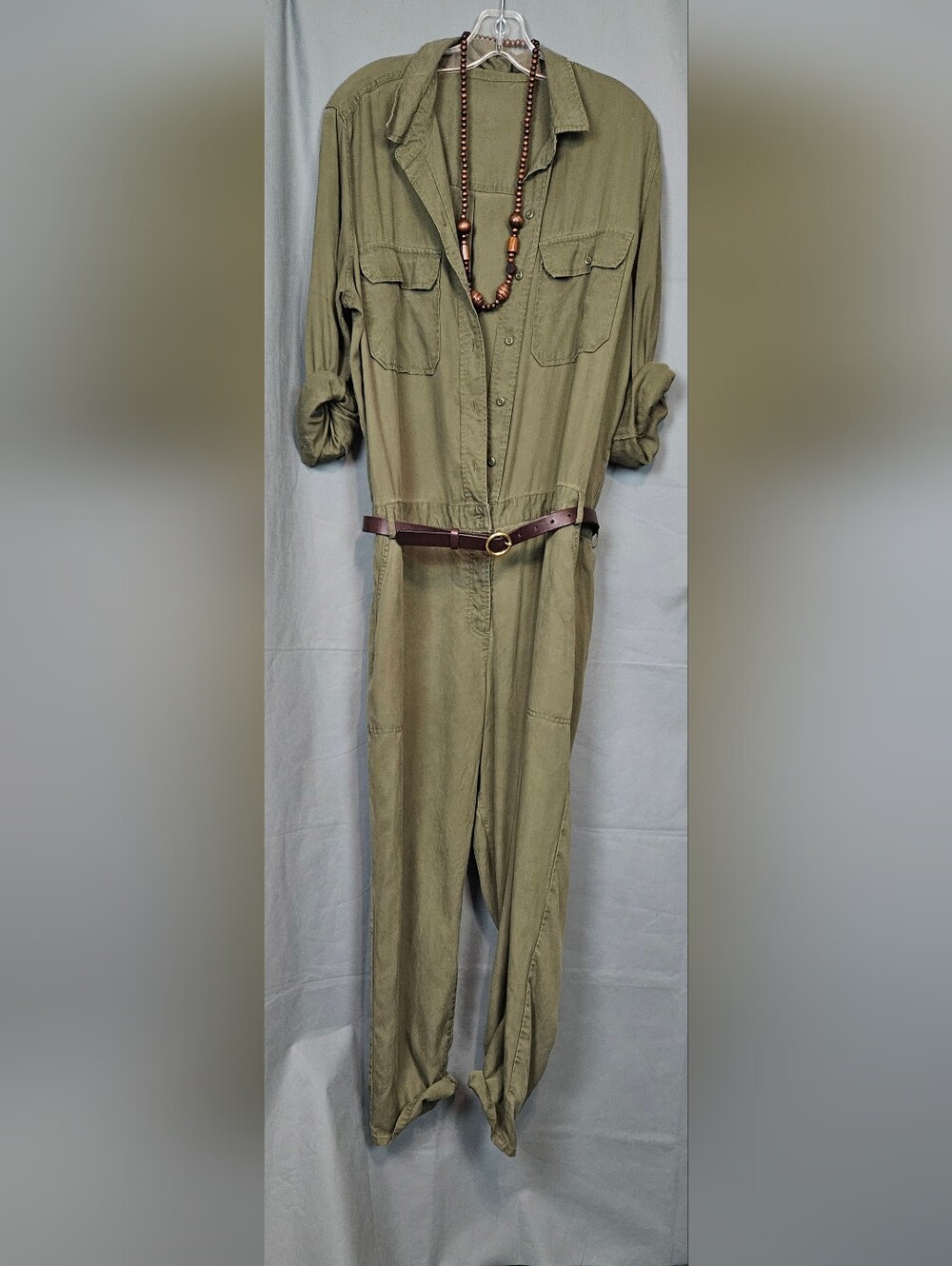 Relaxed Utility Jumpsuit in Olive Green